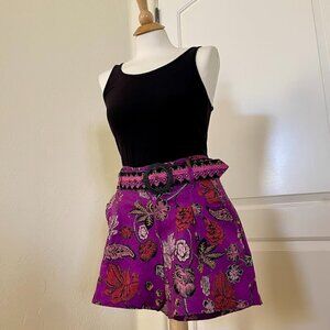 🌸 Nicole Miller Plum Purple Floral Belted Shorts - Size 4 - NWOT 🌸